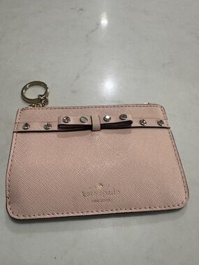 kate spade Blush Pink Bow Card Case with Gold Keyring